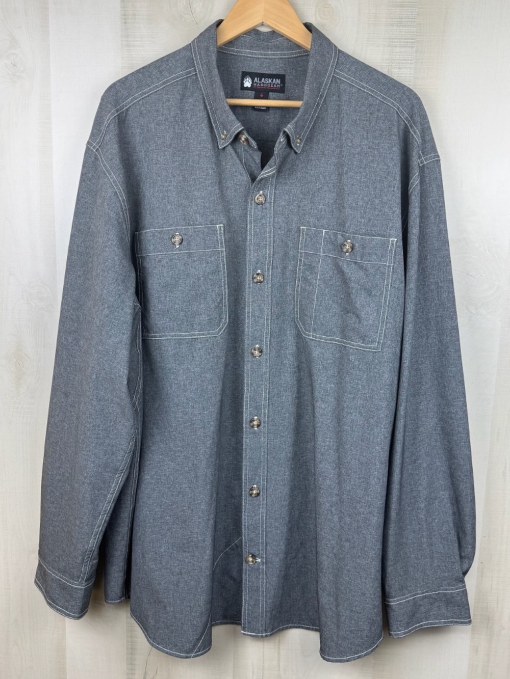 Duluth Trading Alaskan Hardgear Men’s Long Sleeve Shirt Gray Contrast Stitch 2XL
